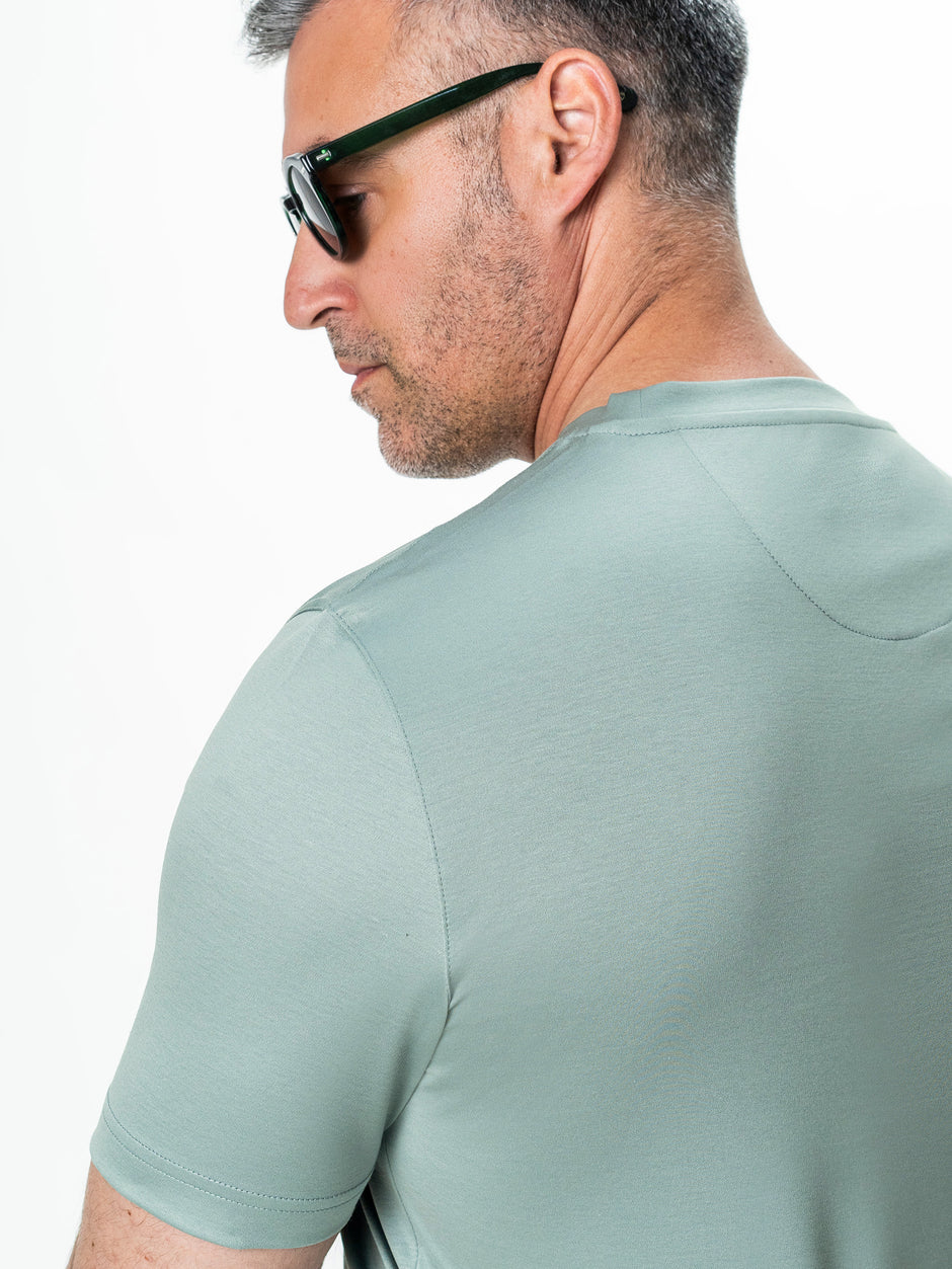 Tricou Barbati Bumbac Egiptean Dublu Mercerizat Verde Menta BMan279 (5)