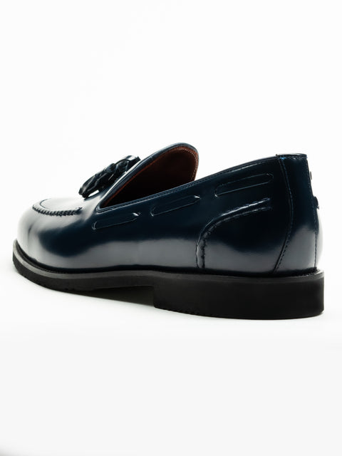 Mocasini Barbati Tassel Loafers Albastru Bleumarin Semilucios 100% Piele Naturala BMan215 (8)