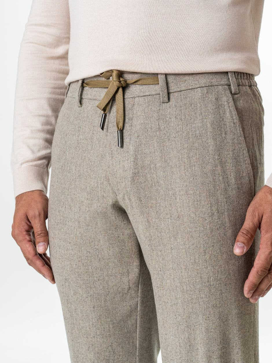 Pantaloni Barbati Cappuccino Din Lana Cu Sistem Dublu De Inchidere BMan0015 (3)