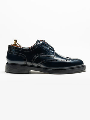 Pantofi Piele Barbati Derby Brogue Eleganti Albastru Bleumarin BMan0421