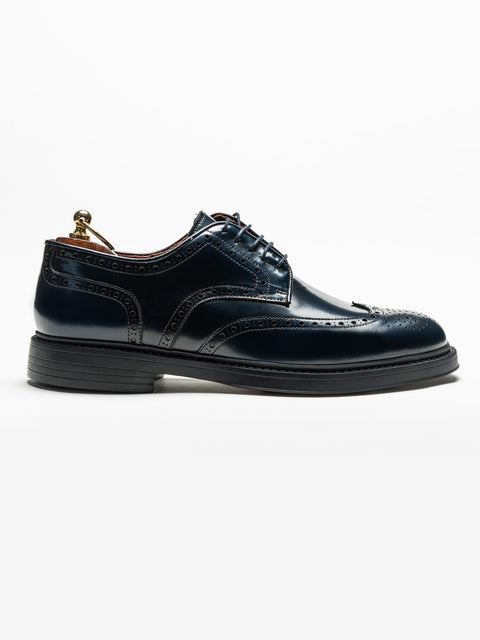 Pantofi Piele Barbati Derby Brogue Eleganti Albastru Bleumarin BMan0421