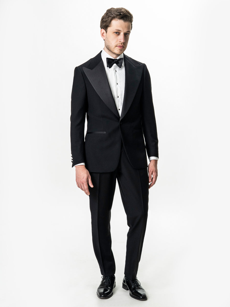 Costum Barbati Negru de Ceremonie 100% Lana Cerruti Super130's BMan380 (1)