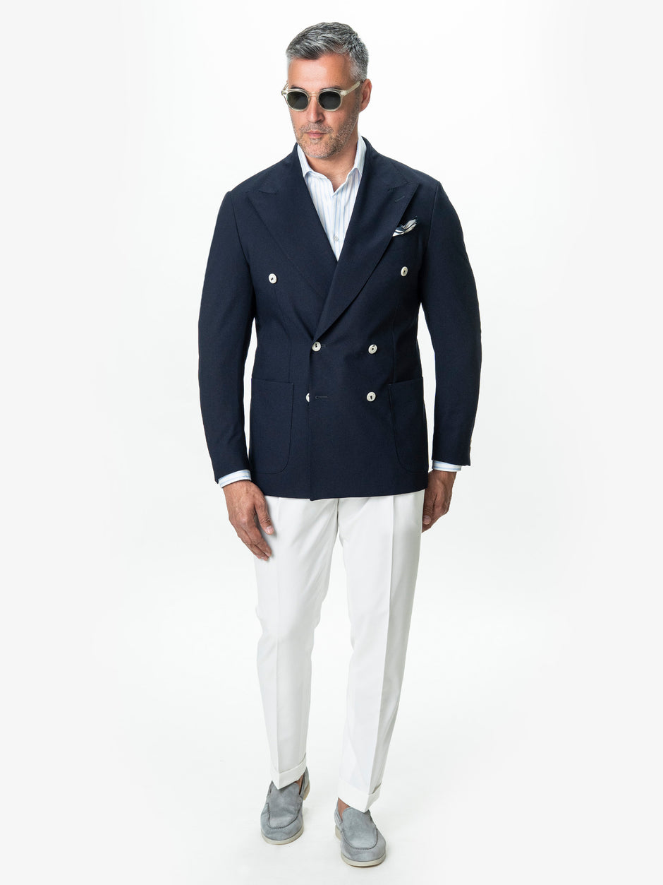 Sacou Barbati Bleumarin Double Breasted Nasturi Albi BMan0081 (11)