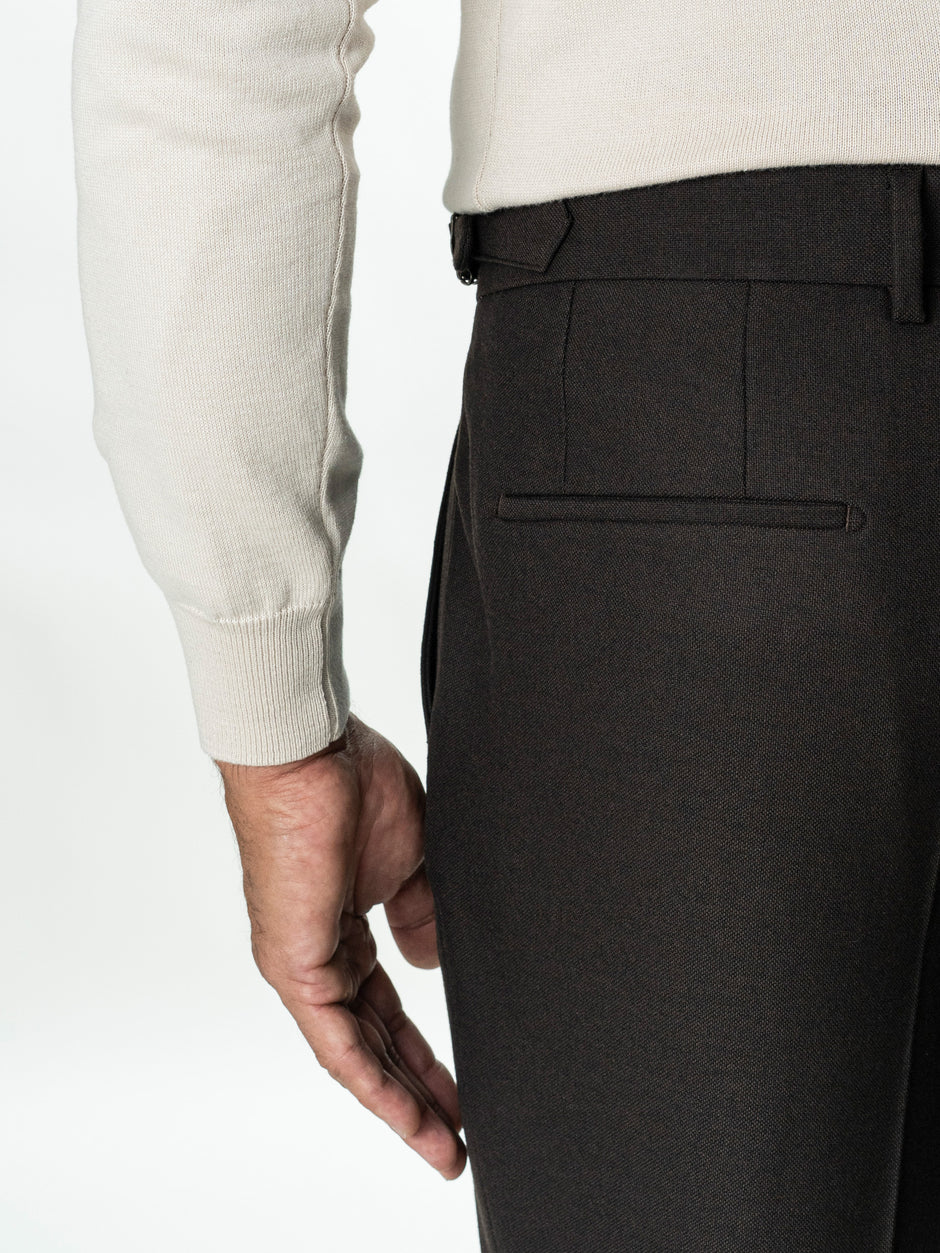 Pantaloni Eleganti Barbati Maro Cafeniu din Lana BMan0112 (7)
