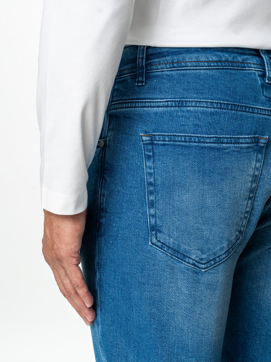 Blugi Barbati Albastru Denim Comfort Fit All Season BMan0005 (3)