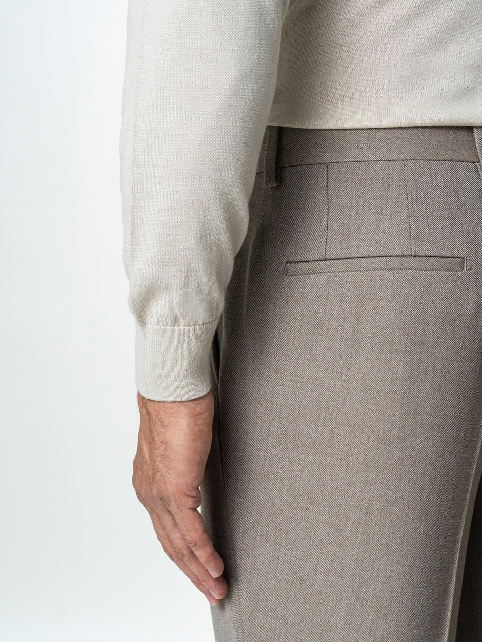 Pantaloni Eleganti Barbati Bej Din Lana Pentru Toamna BMan0103 (5)