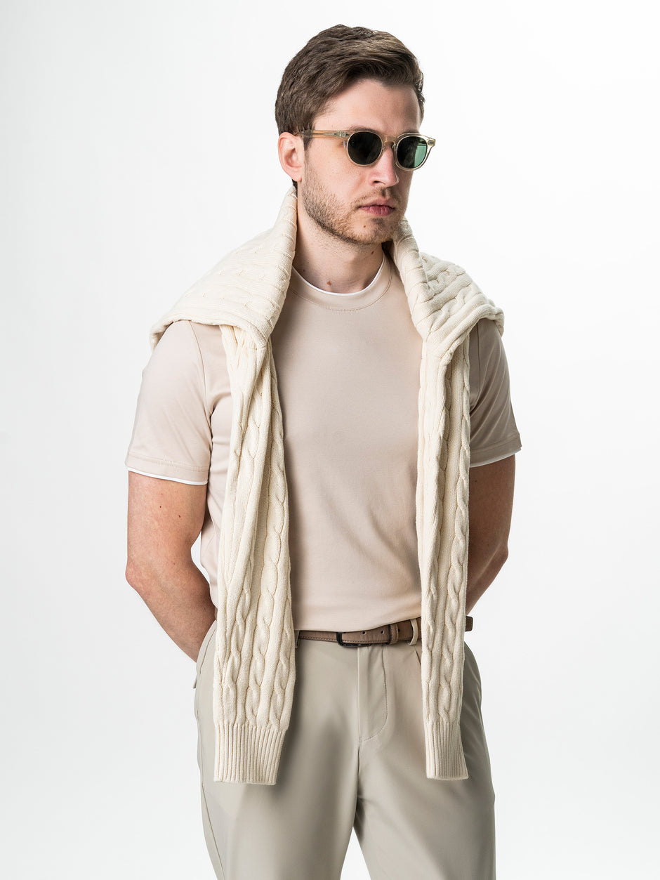Tricou Barbati Crem Din Bumbac Egiptean Bman271 (4)