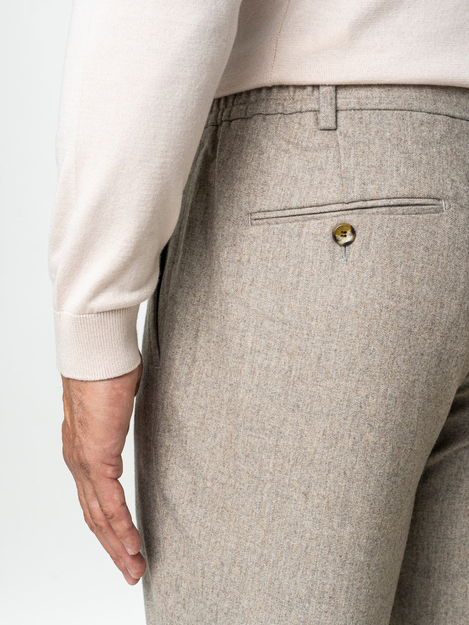 Pantaloni Barbati Cappuccino Din Lana Cu Sistem Dublu De Inchidere BMan0015 (7)