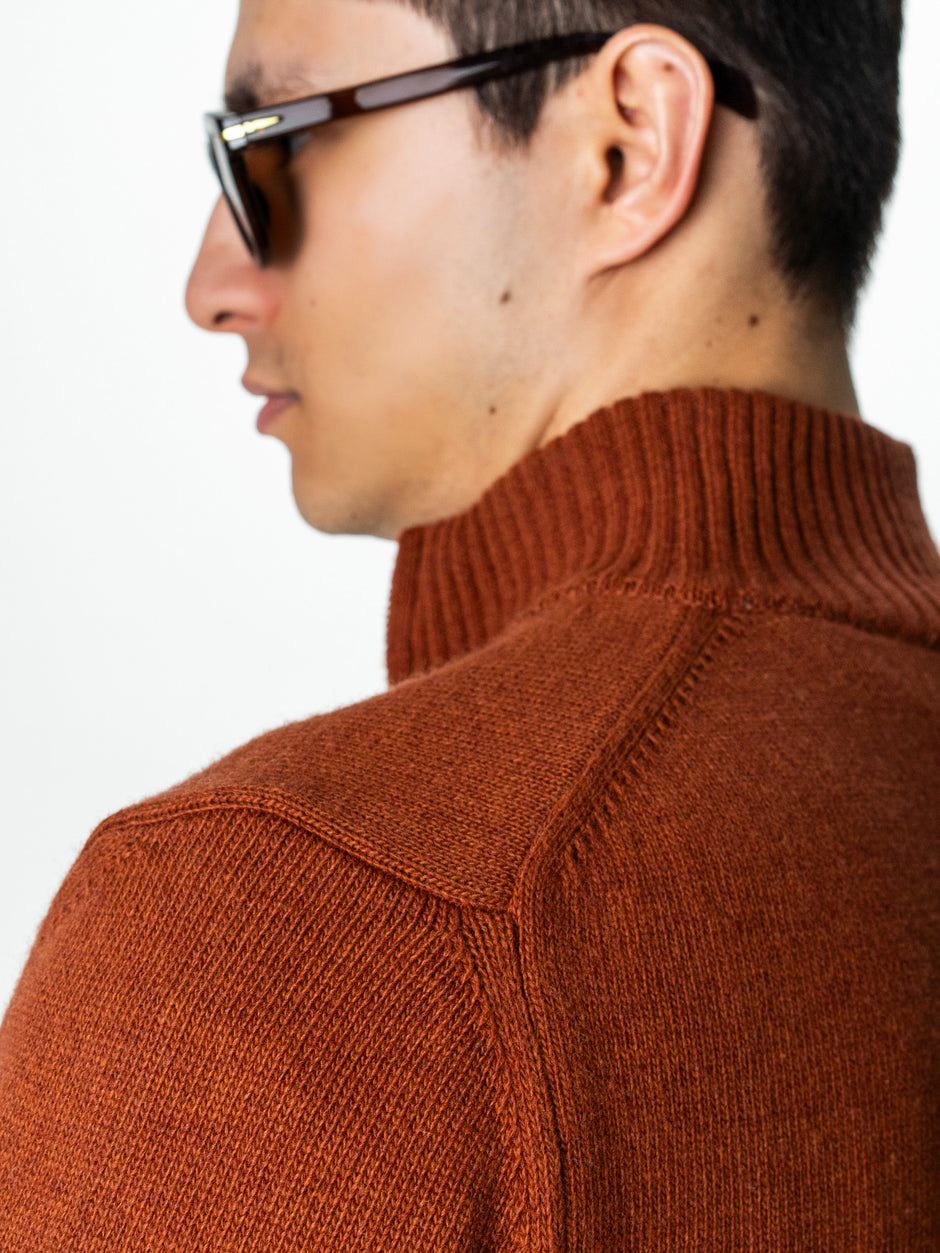 Pulover Caramiziu Barbati 100% Lana Lambswool Cu Fermoar BMan0027 (8)