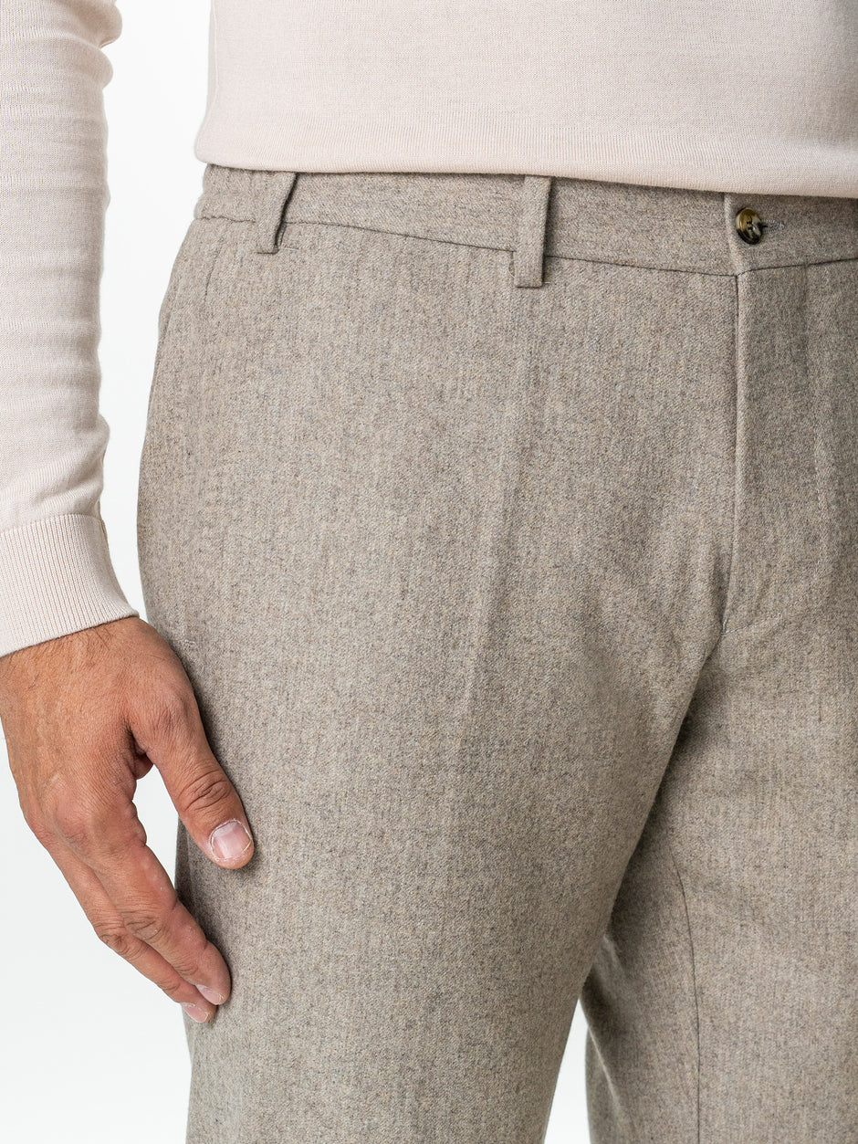 Pantaloni Barbati Cappuccino Din Lana Cu Sistem Dublu De Inchidere BMan0015 (6)