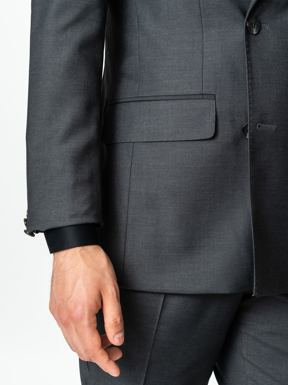 Costum Barbati La Două Randuri Gri Inchis Formal Lana Sarto BMan0023 (9)
