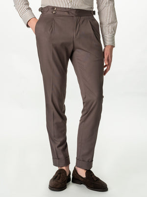 Pantaloni Barbati Cu Pense Model Gurkha Maro Cappuccino Stofa Confortabila BMan702