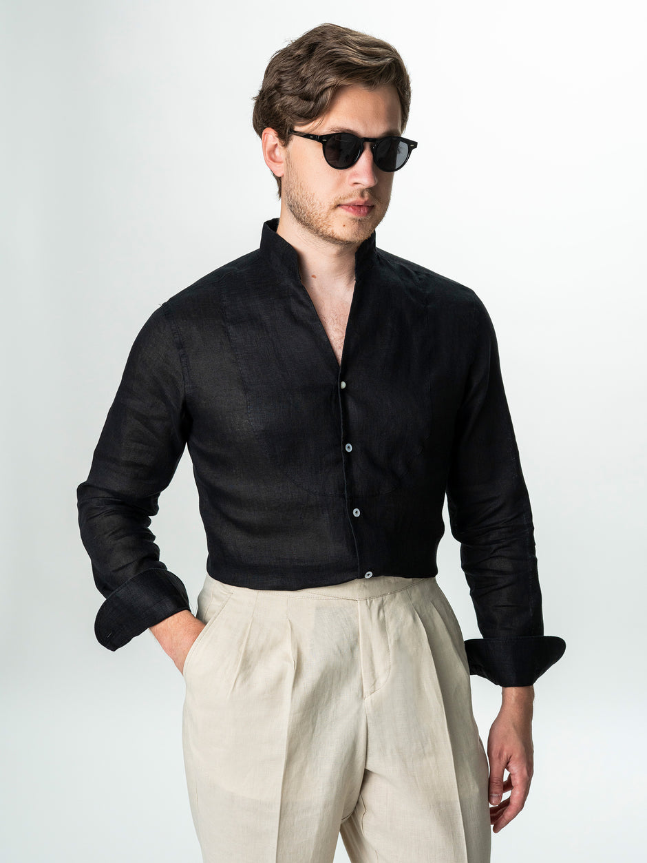 Camasa Barbati De Vara Neagra 100% In Natural BMan0075 (1)