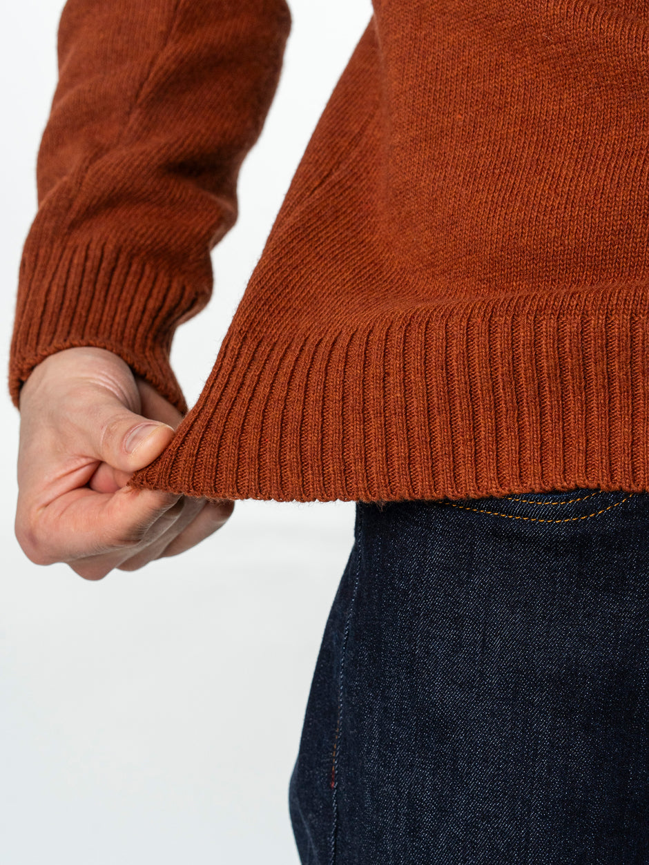 Pulover Caramiziu Barbati 100% Lana Lambswool Cu Fermoar BMan0027 (10)