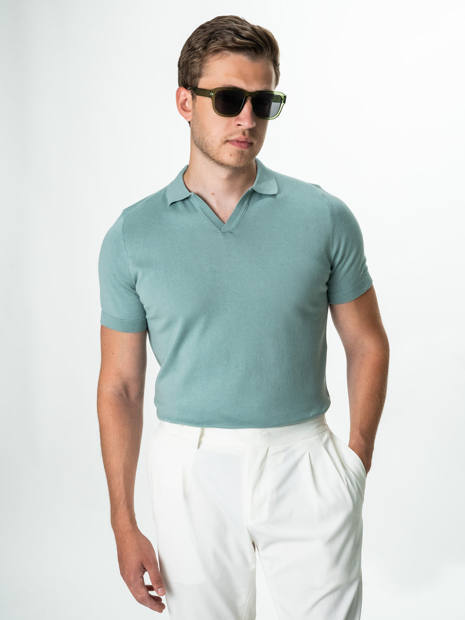 Tricou Verde Menta Bărbați Polo Modern Vară  Din Bumbac BMan286 (9)
