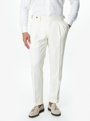 Pantaloni Cu Pense Barbati Vara Gurkha Crem Unt Bumbac BMan703
