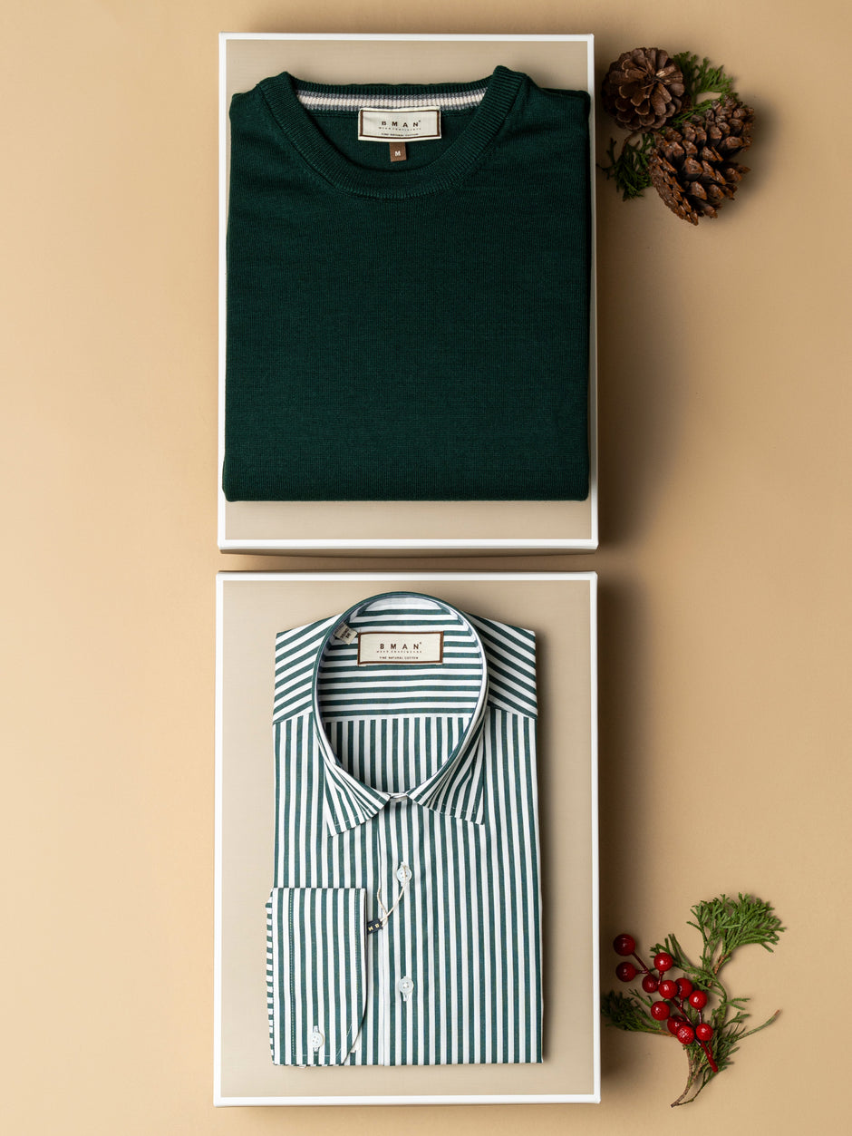 Pachet Cadou Barbati Camasa Bumbac Si Pulover Bman0076 (2)