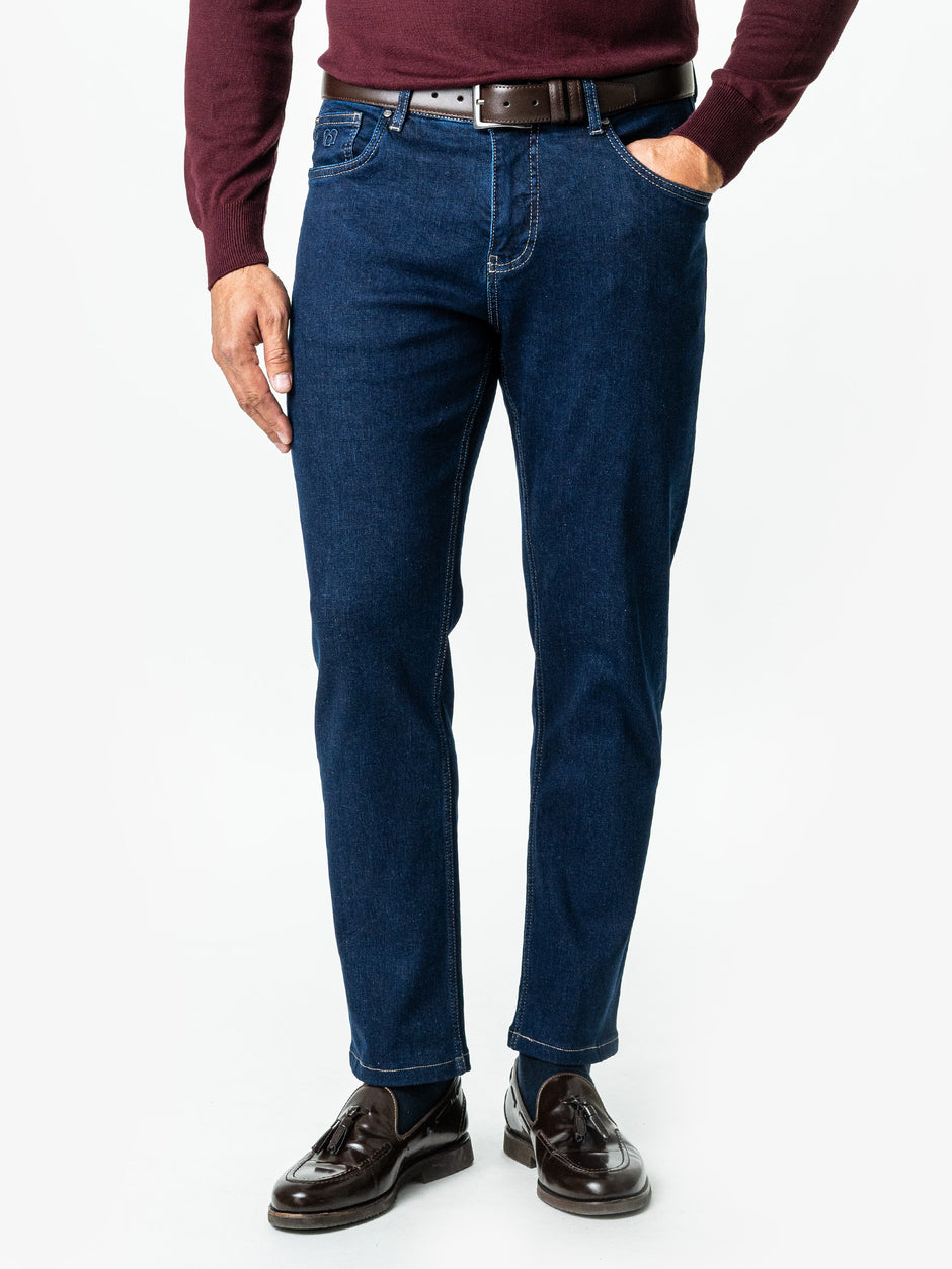Blugi Barbati Albastru Bleumarin Comfort Fit All Season BMan0002 (5)