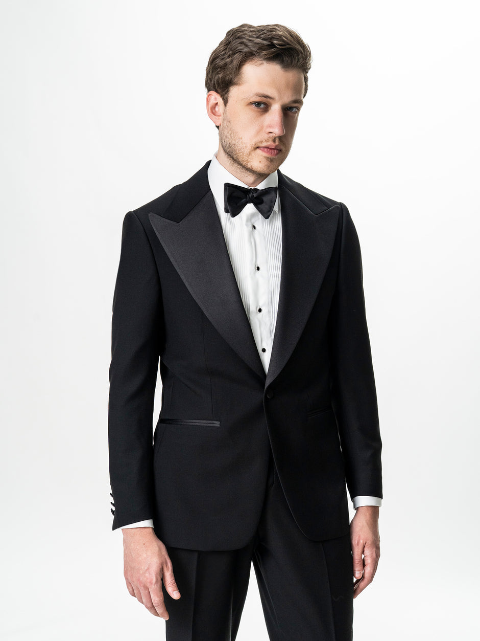 Costum Barbati Negru de Ceremonie 100% Lana Cerruti Super130's BMan380 (2)