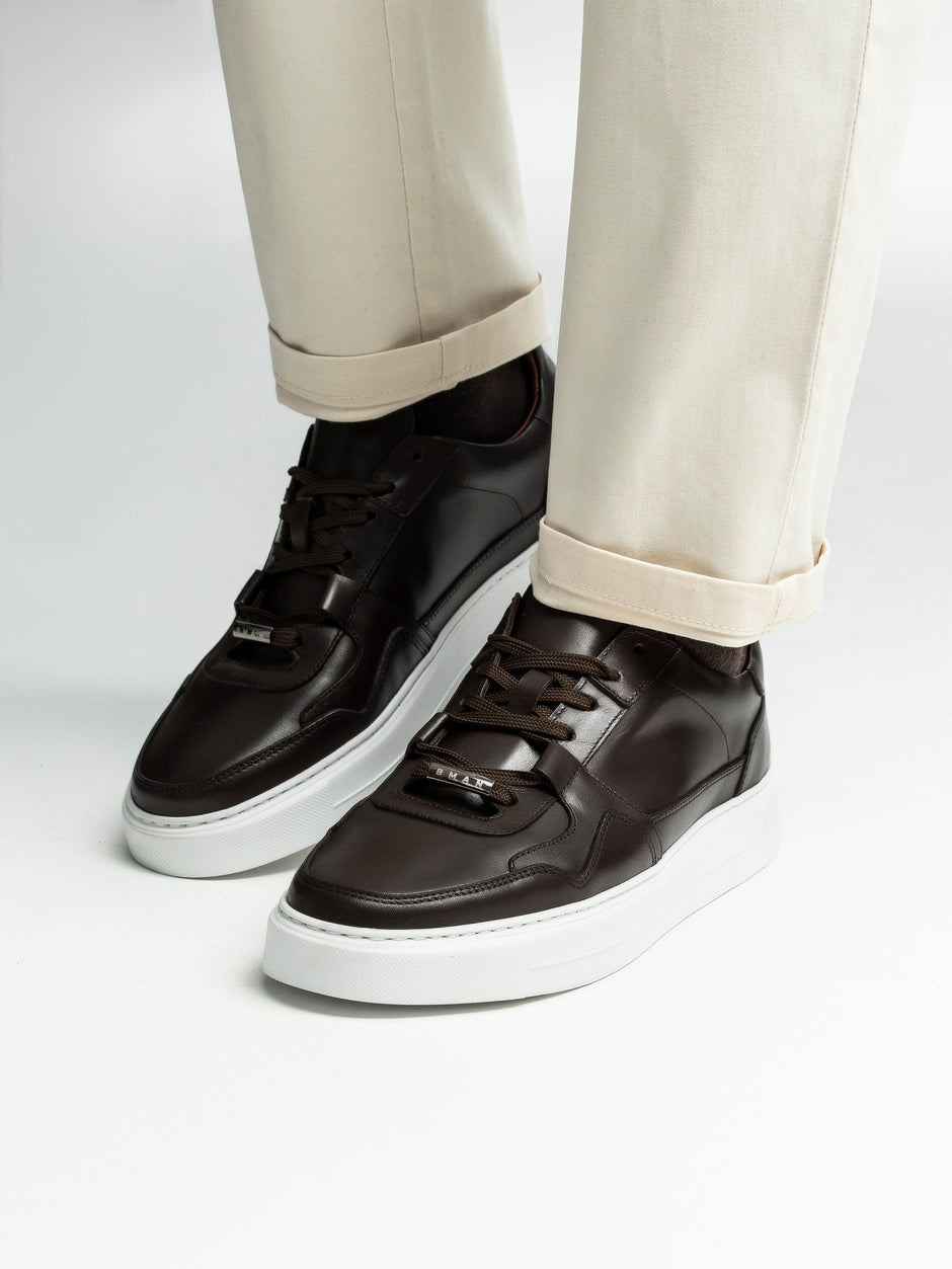 Pantofi Casual Barbati Sneakers Maro Inchis Din 100% Piele Naturala BMan0353 (1)