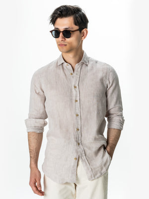 Camasa Vara Barbati Bej Nisip Din 100% In Natural BMan855