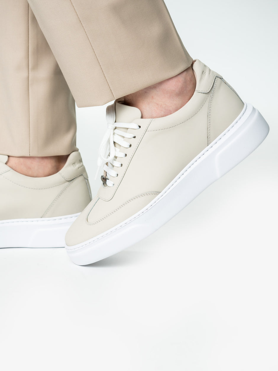 Pantofi Casual Barbati Sneakers Crem Off White Din Piele Naturala BMan0349 (5)