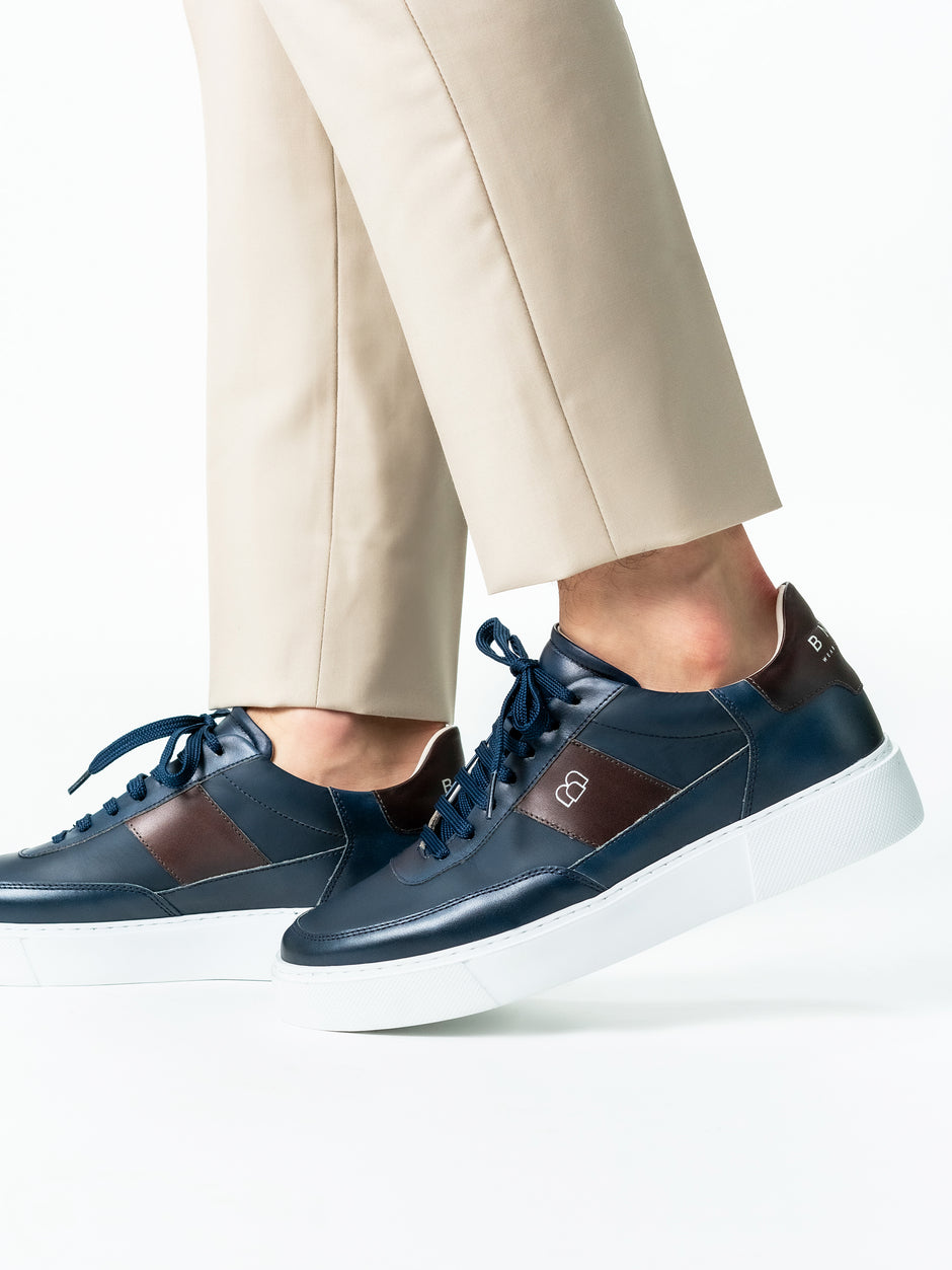 Pantofi Casual Bleumarin Sneakers Din 100% Piele Naturala BMan0422 (4)