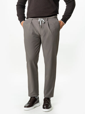 Pantaloni Flexo Cu Snur Barbati Grej Din Spandex Milano BMan0100