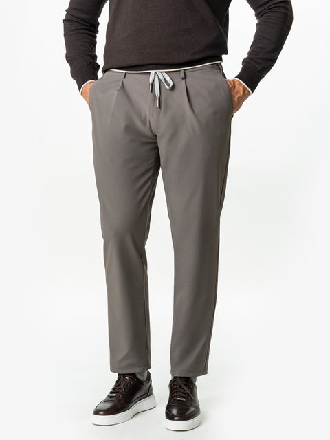 Pantaloni Flexo Cu Snur Barbati Grej Din Spandex Milano BMan0100