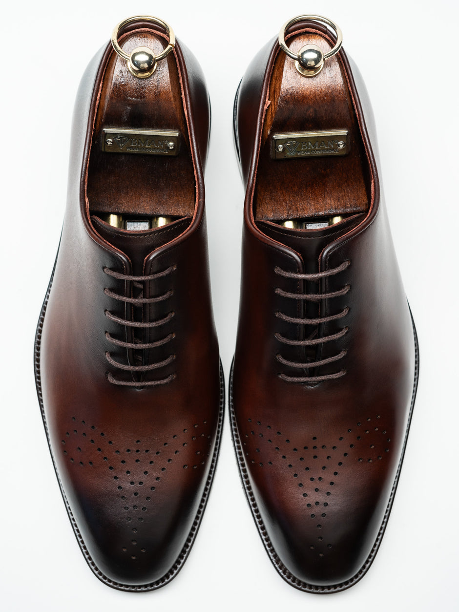 Pantofi Eleganti Barbati Oxford Maro Pictat Manual Piele Naturala BMan0412 (2)