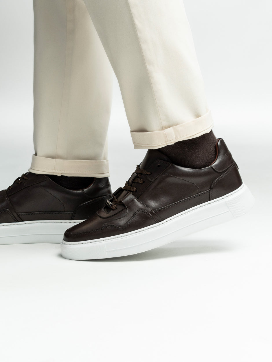 Pantofi Casual Barbati Sneakers Maro Inchis Din 100% Piele Naturala BMan0353 (7)