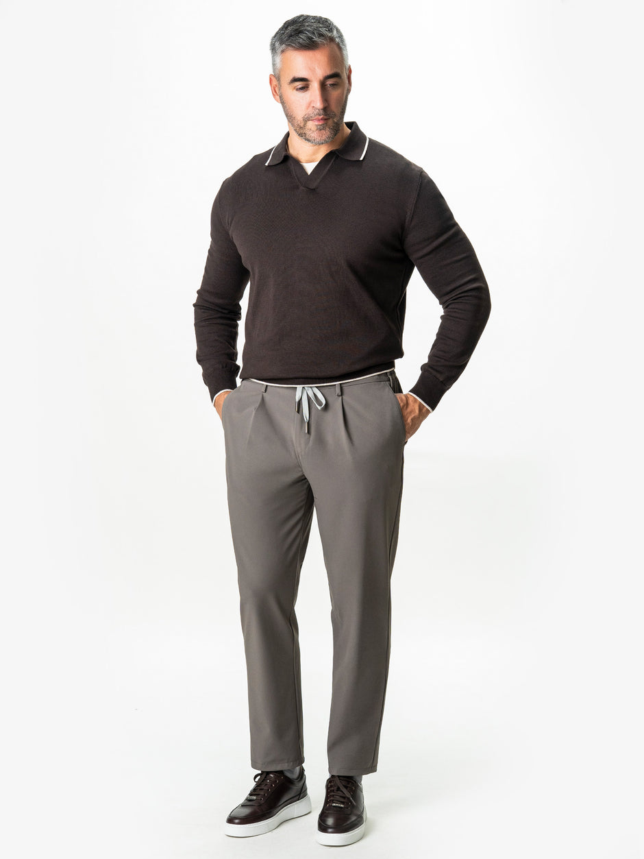 Pantaloni Flexo Cu Snur Barbati Grej Din Spandex Milano BMan0100 (4)