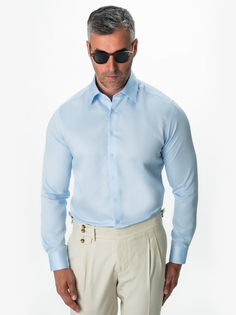 Camasa Barbati Albastru Bleu Bumbac Italian Monti Stretch No Iron BMan0001 (5)