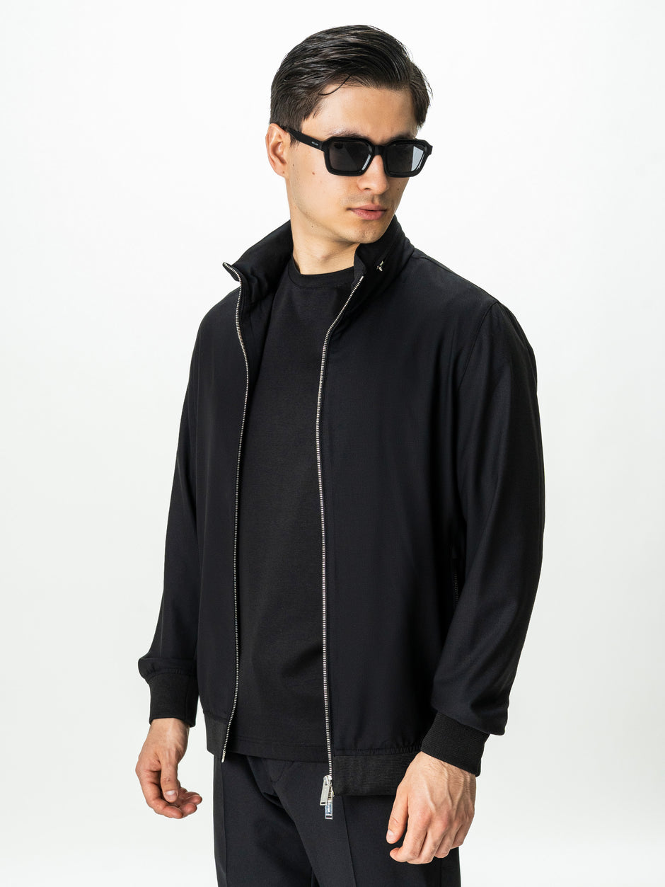 Tracksuit Premium Barbati Negru din Lana cu Gluga Ascunsa BMan0004 (2)