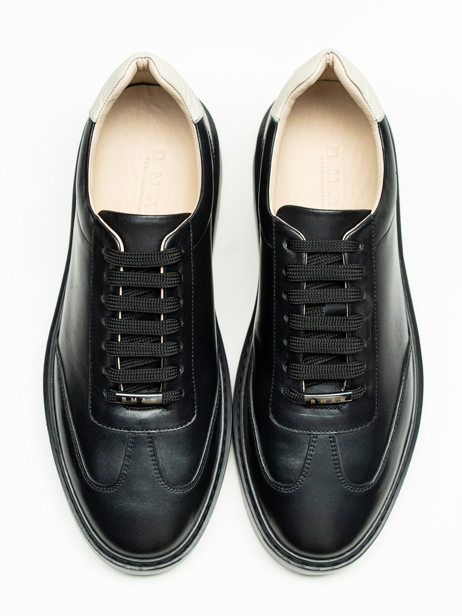 Pantofi Casual Barbati Sneakers Negri 100% Piele Naturala BMan0397 (6)