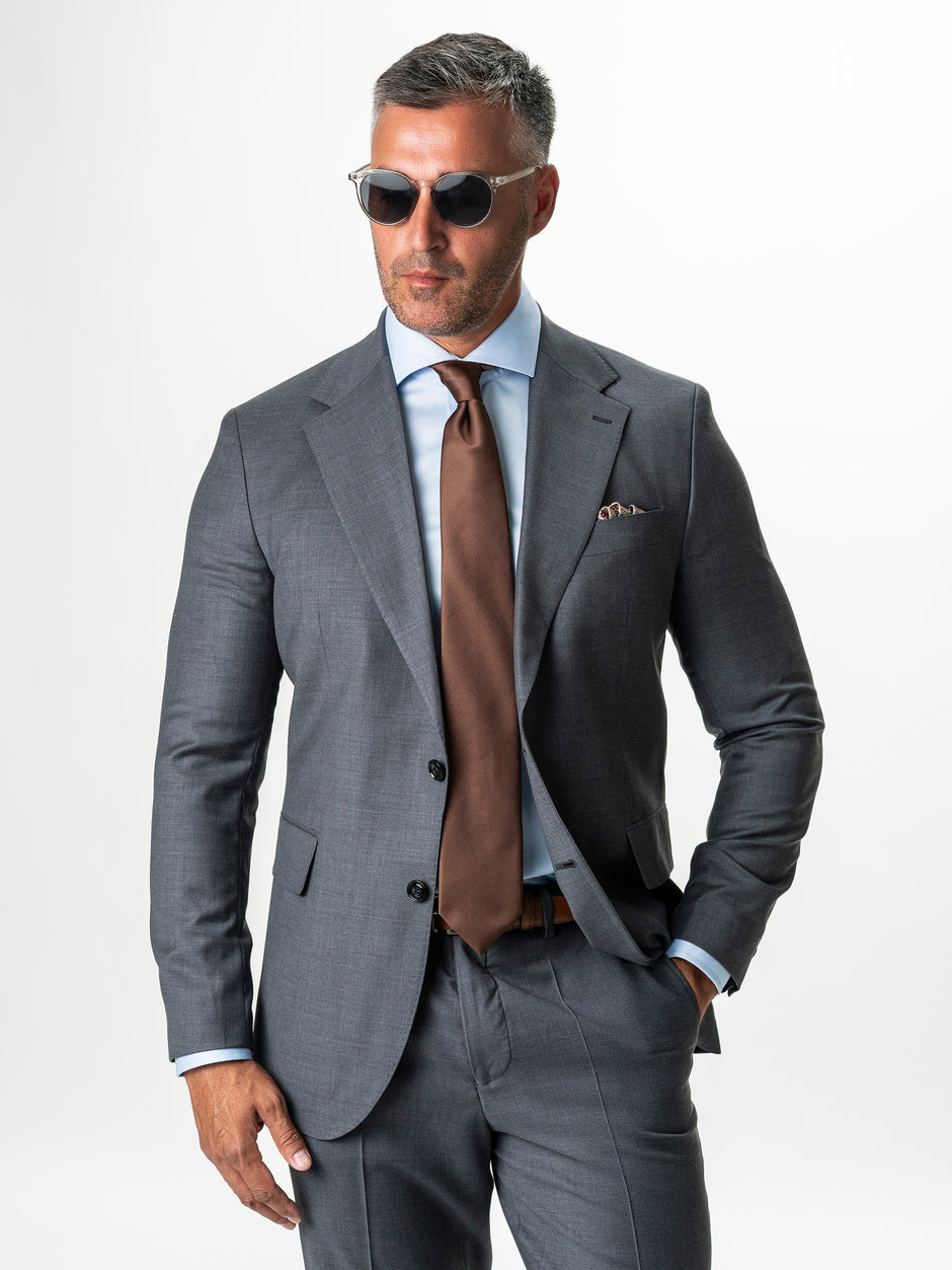 Costum Elegant Barbati Gri 100% Lana Vitale Barberis All Season BMan0062 (2)
