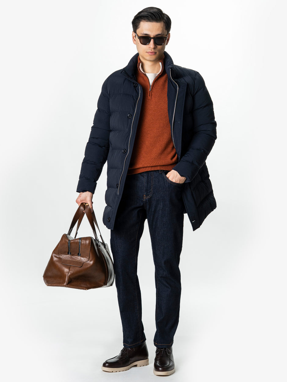 Pulover Caramiziu Barbati 100% Lana Lambswool Cu Fermoar BMan0027 (1)