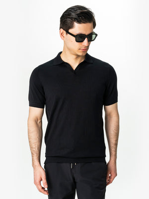 Tricou Barbati Polo Modern Negru De Vara Bumbac Natural BMan286