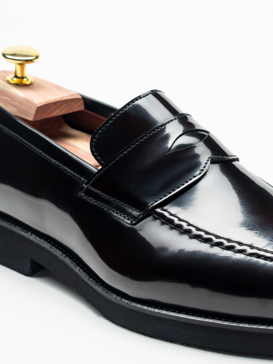 Mocasini Negru Semilucios Barbati Din Piele Naturala Formal Loafers Bman222 (4)