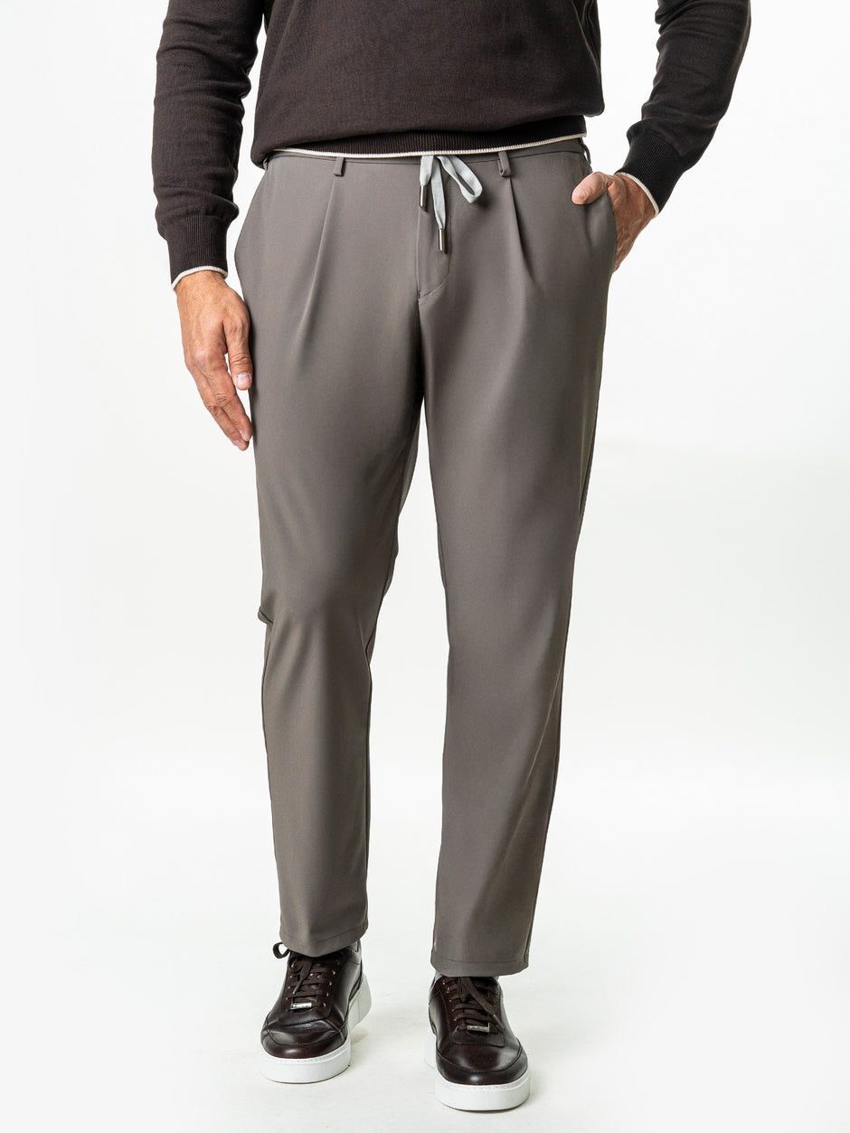 Pantaloni Flexo Cu Snur Barbati Grej Din Spandex Milano BMan0100 (5)