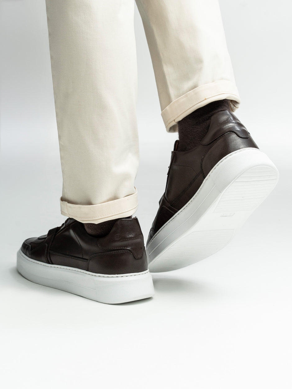 Pantofi Casual Barbati Sneakers Maro Inchis Din 100% Piele Naturala BMan0353 (5)