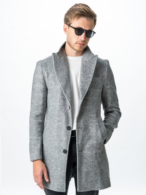 Palton Office Toamna Iarna Barbati Gri Antracit Din Lana Imprimeu Twill BMan116 (1)