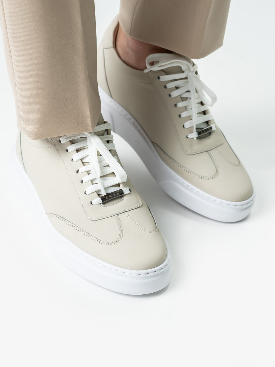 Pantofi Casual Barbati Sneakers Crem Off White Din Piele Naturala BMan0349 (7)