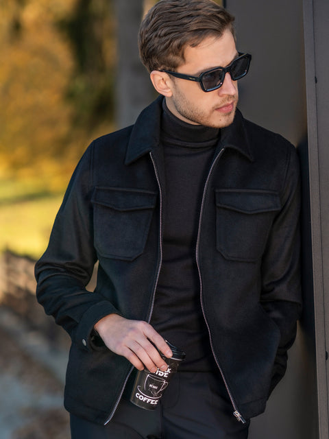 Tinuta Barbati Smart Casual & Office All Black Toamna & Iarna Zatero BMan0932 (2)
