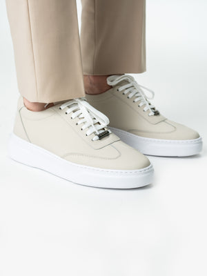 Pantofi Casual Barbati Sneakers Crem Off White Din Piele Naturala BMan0349
