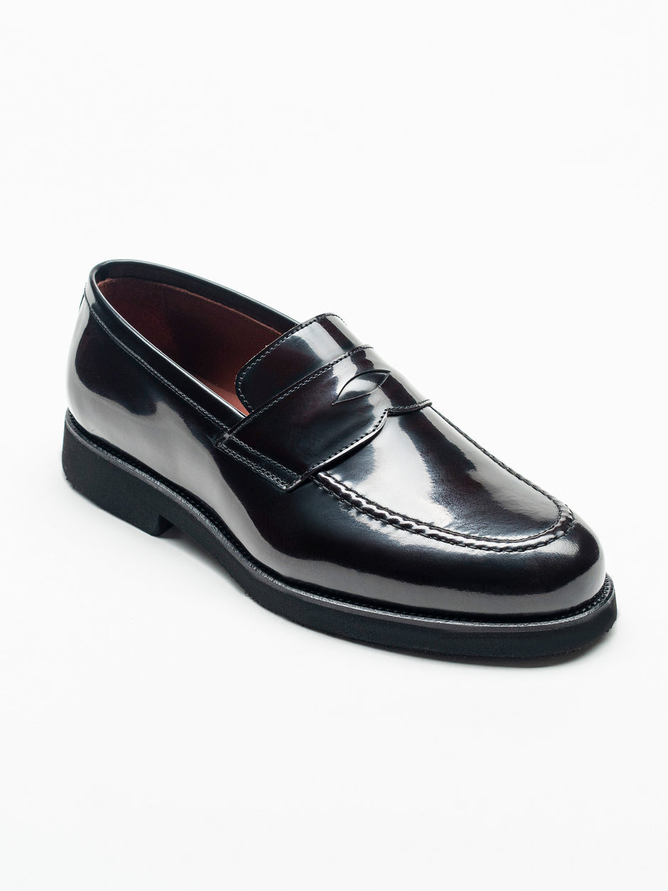 Mocasini Negru Semilucios Barbati Din Piele Naturala Formal Loafers Bman222 (2)