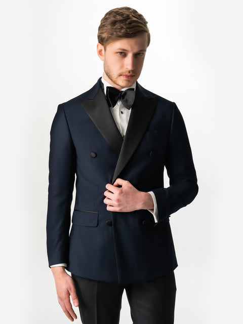 Costum Mire Bleumarin Tip Smoking Ceremonie La Două Randuri BMan0010 (1)