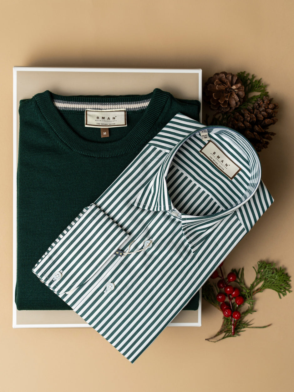Pachet Cadou Barbati Camasa Bumbac Si Pulover Bman0076 (1)