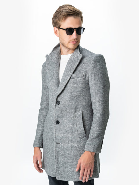 Palton Office Toamna Iarna Barbati Gri Antracit Din Lana Imprimeu Twill BMan116 (4)
