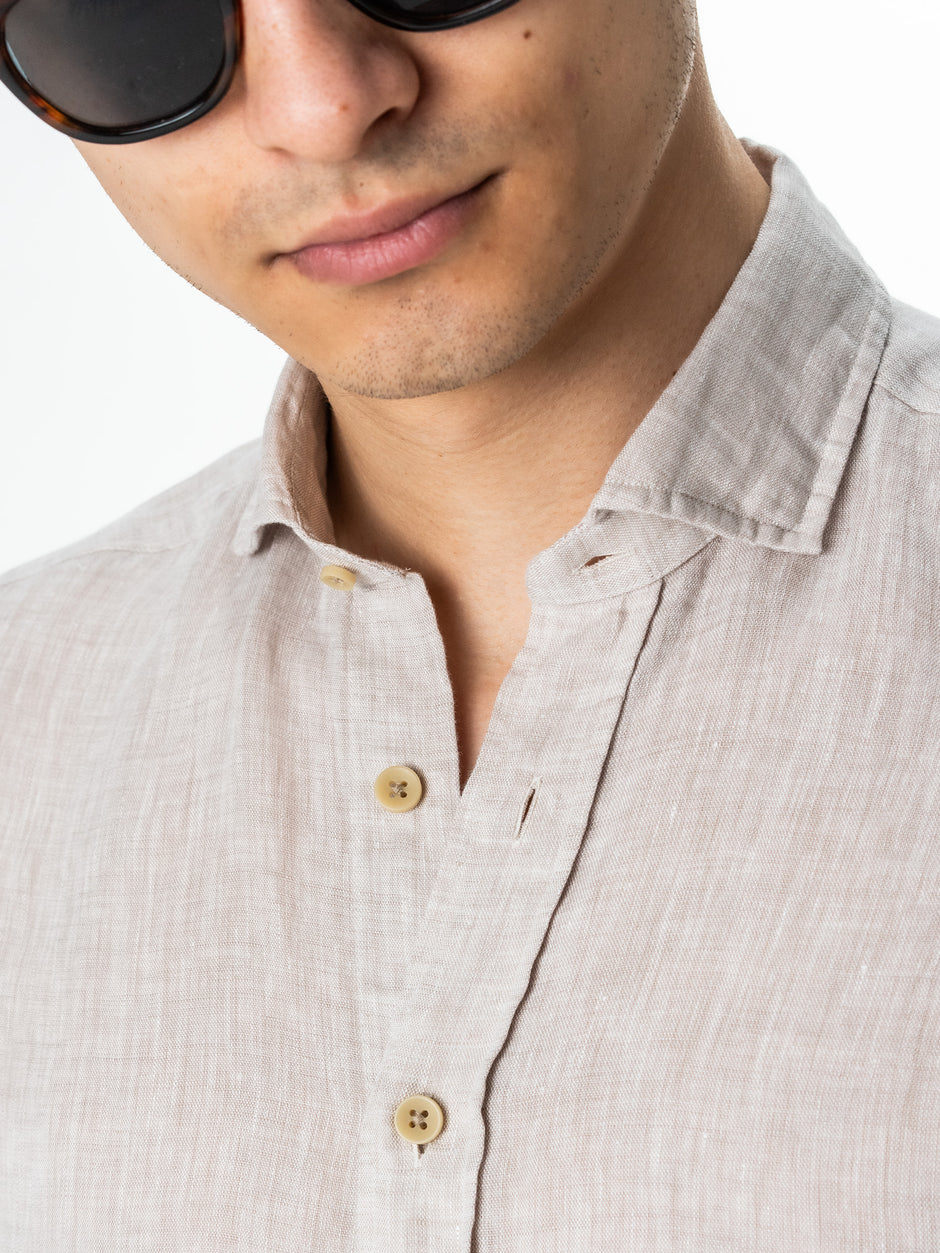 Camasa Vara Barbati Bej Nisip Din 100% In Natural BMan855 (2)